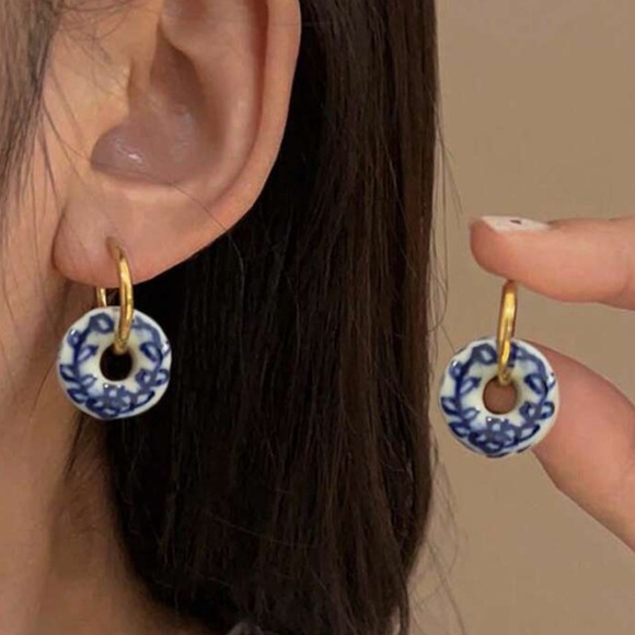 Dainty Porcelain Earrings - Picture 2 of 2